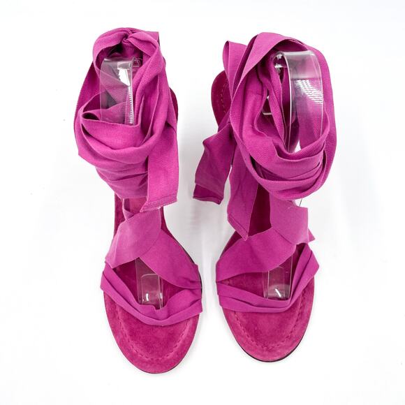 Isabel Marant Arieli Ankle Tie Sandals Pink Lace-up Stiletto Sz 40 / 9.5 US - Picture 6 of 13